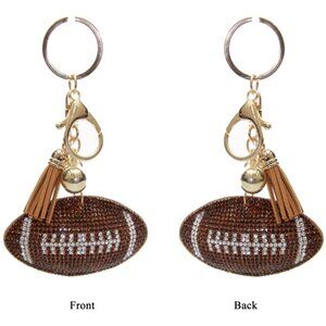 Football Double Sided Rhinestones Keychain Charm for Purse and Backpack